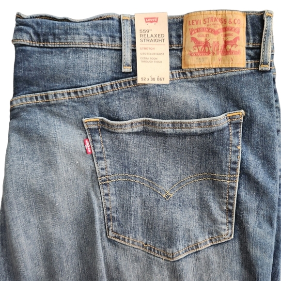 Levi's 559 Relaxed Straight Stretch Blue Jeans Men's Size 52x30 Big & Tall - Picture 2 of 7
